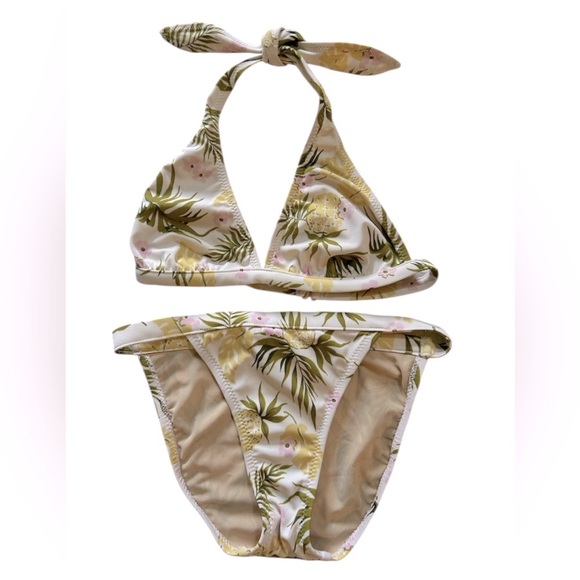 J. Crew Women’s Tropical Print Halter Top No Tie String Bikini Size Small - Picture 1 of 14